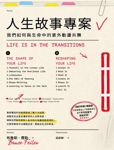 人生故事專案:我們如何與生命中的意外動盪共舞 出版公司:行路出版 作者:布魯斯·費勒(Bruce Feiler) 類型:宗教心靈-成長勵志 EPUB電子書 繁體中文版