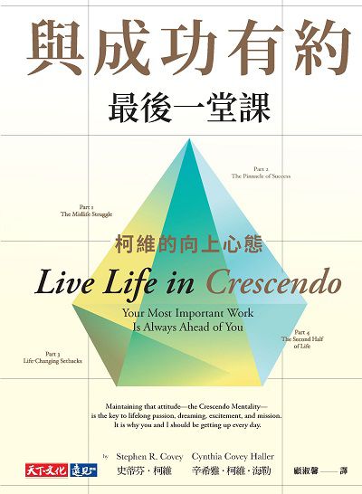 與成功有約最後一堂課:柯維的向上心態 出版公司:天下文化 作者:史蒂芬.柯維(Stephen R. Covey)、辛希雅.柯維.海勒(Cynthia Covey Haller) 類型:財經商管-生涯規劃 EPUB電子書 繁體中文版