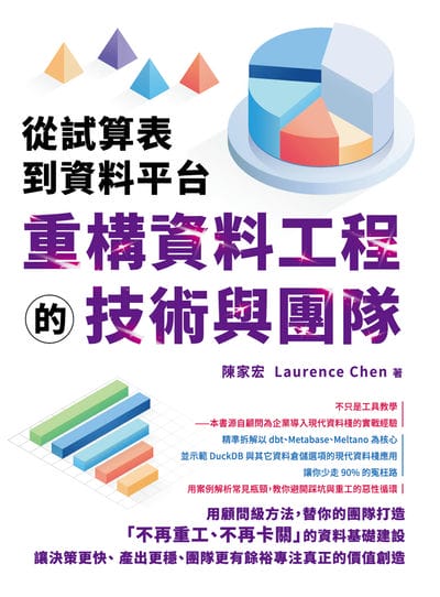 從試算表到資料平台:重構資料工程的技術與團隊 出版公司:深智數位 作者:陳家宏(Laurence Chen) 類型:電腦資訊-程式設計 PDF電子書 繁體中文版