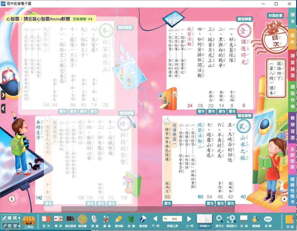 108學年下學期 國小 翰林版 國語電子書 4年級(含課本、習作含解答、課堂練習、國語作卷)教學光碟DVD版(2片裝)