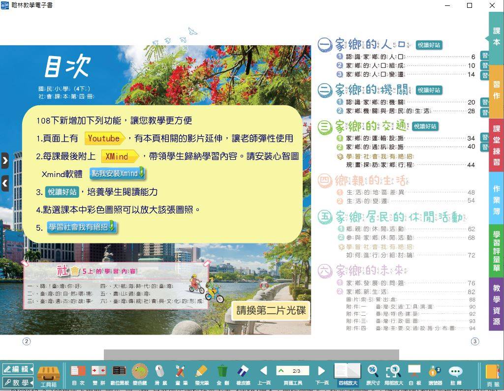 108學年下學期 國小 翰林版 社會電子書 4年級(含課本、習作含解答、課堂練習、作業簿含解答、學習評量單)教學光碟DVD版(2片裝)