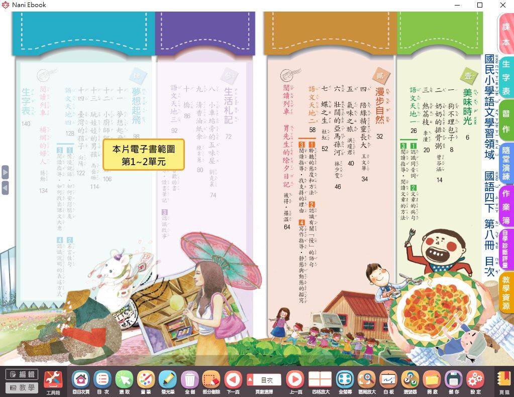 108學年下學期 國小 南一版 國語電子書 4年級(含課本、習作含解答、隨堂練習、作業簿含解答、自學診斷評量)教學光碟DVD版(2片裝)