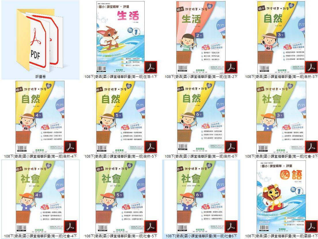 108學年下學期 奇鼎 國小評量卷 1-6年級 南一版 國小課堂精華評量 全科目 卷類光碟DVD版
