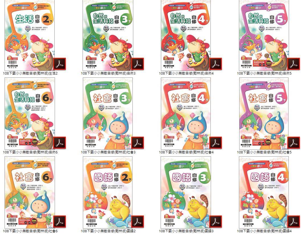 108學年下學期 國小小無敵學習自修 翰林版 1-6年級 全科目 自修光碟DVD版