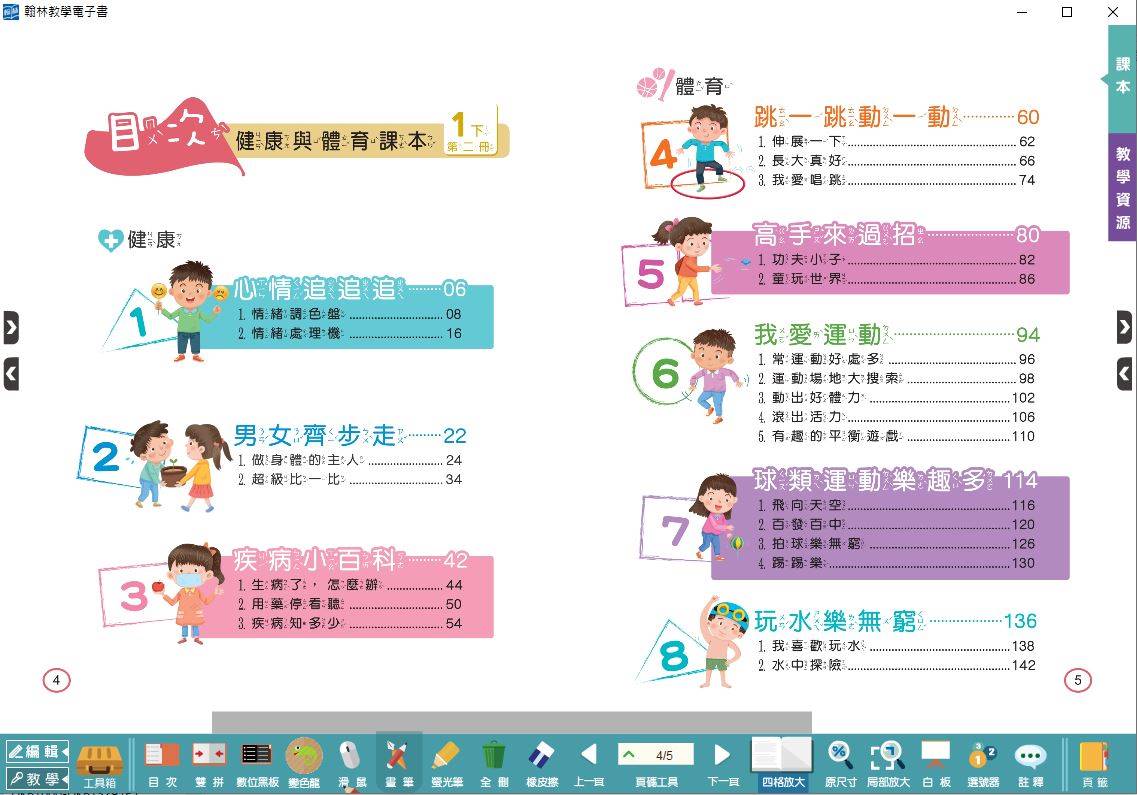 108學年下學期 國小 翰林版 健康與體育電子書 1年級(含課本)教學光碟DVD版