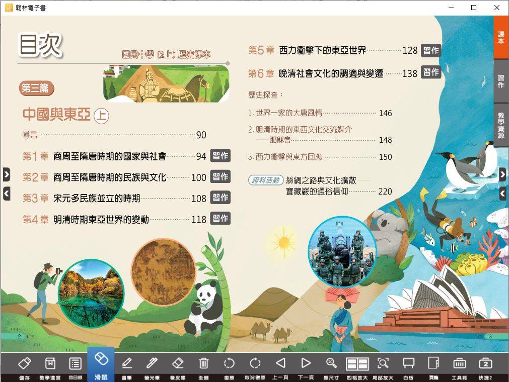 109學年上學期 國中 翰林版 歷史電子書 2年級(含課本、習作含解答、教學資源)教學光碟