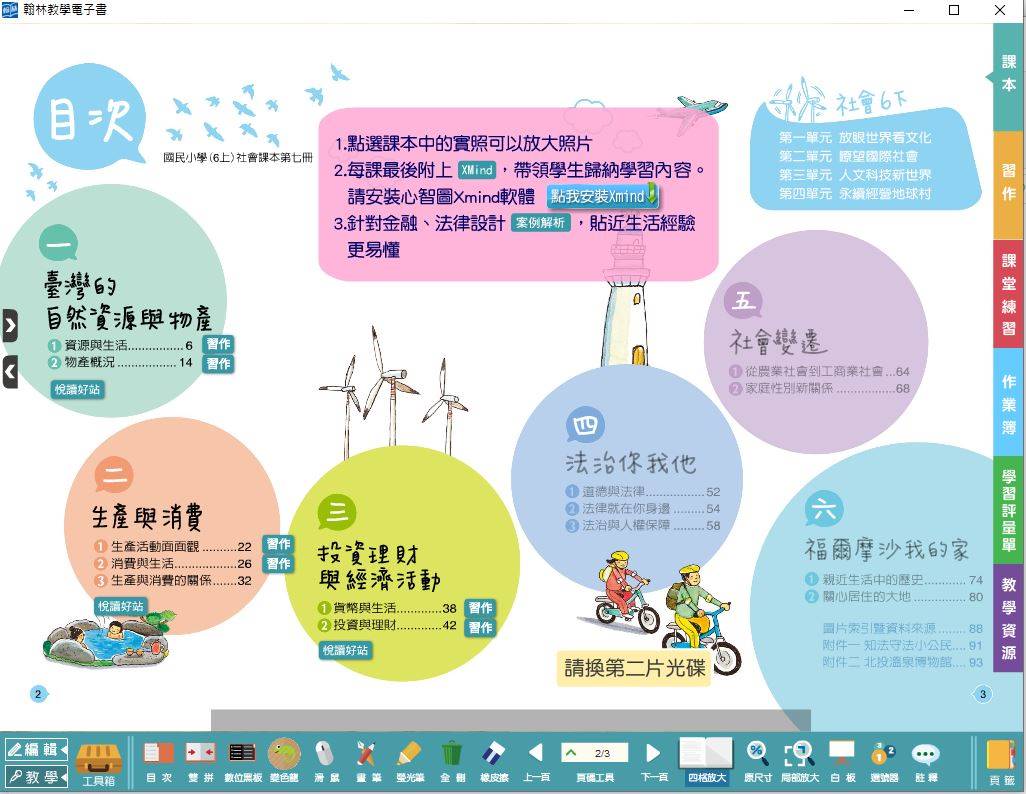 109學年上學期 國小 翰林版 社會電子書 6年級(含課本、習作含解答、課堂練習、作業簿含解答、學習評量單)教學光碟(2片裝)