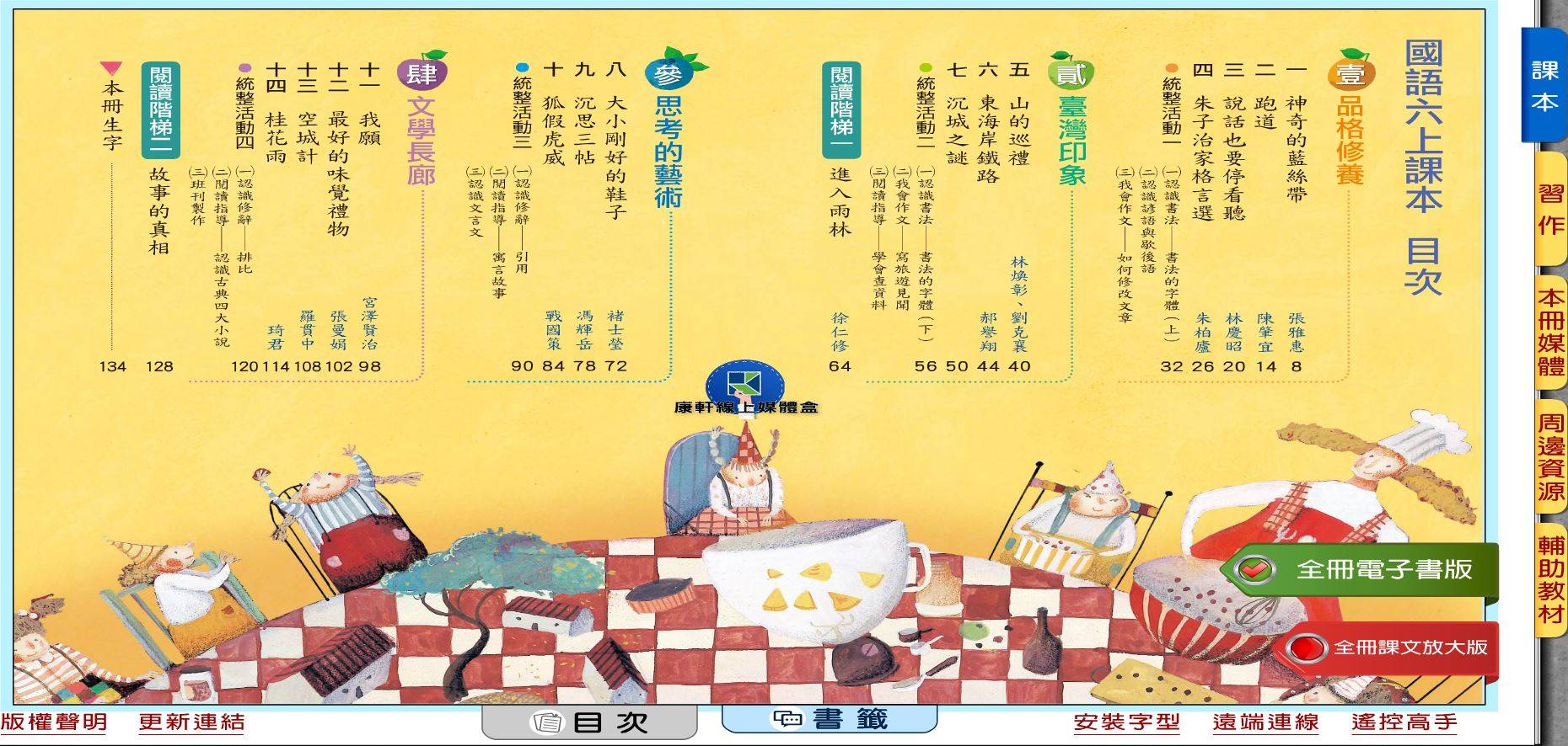 109學年上學期 國小 康軒版 國語電子書 6年級(含課本、習作含解答、教學資源)教學光碟