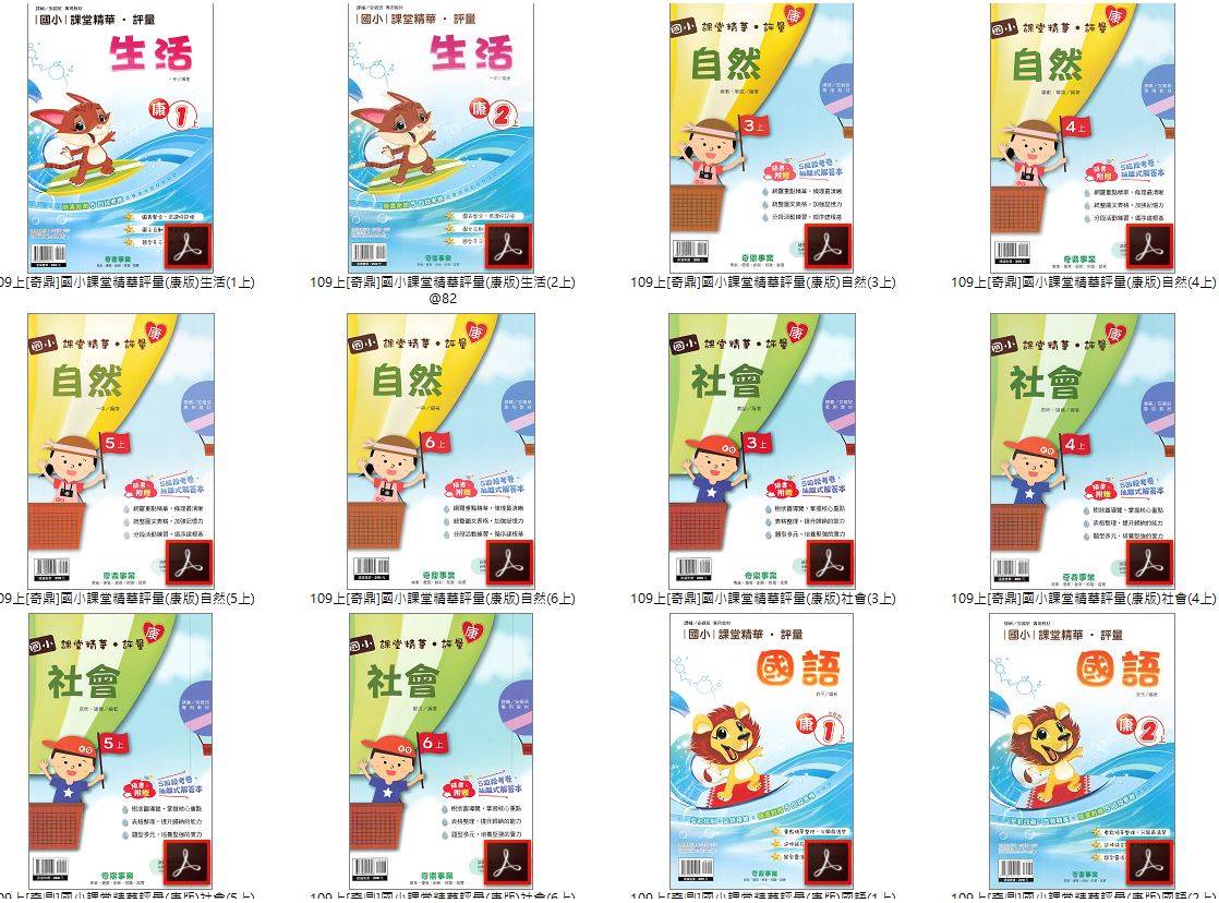 109學年上學期 奇鼎 國小評量卷 1-6年級 康軒版 國小課堂精華評量 全科目 卷類光碟