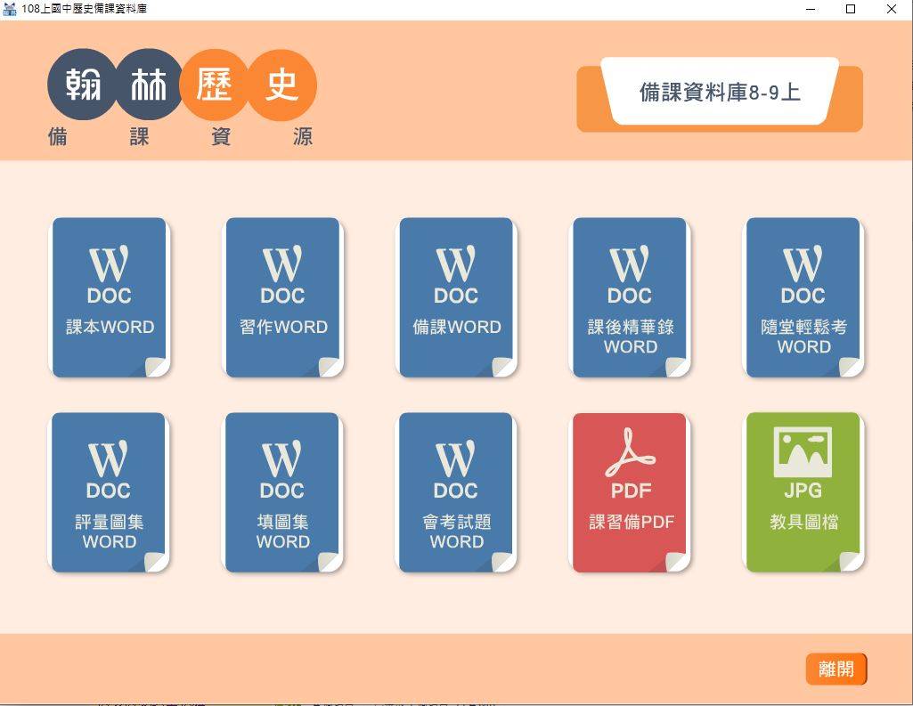 109學年上學期 國中 翰林版 歷史備課資料庫 3年級(含課本、卷類資源、備課用書、習作含解答、教學輔助資源)教學光碟