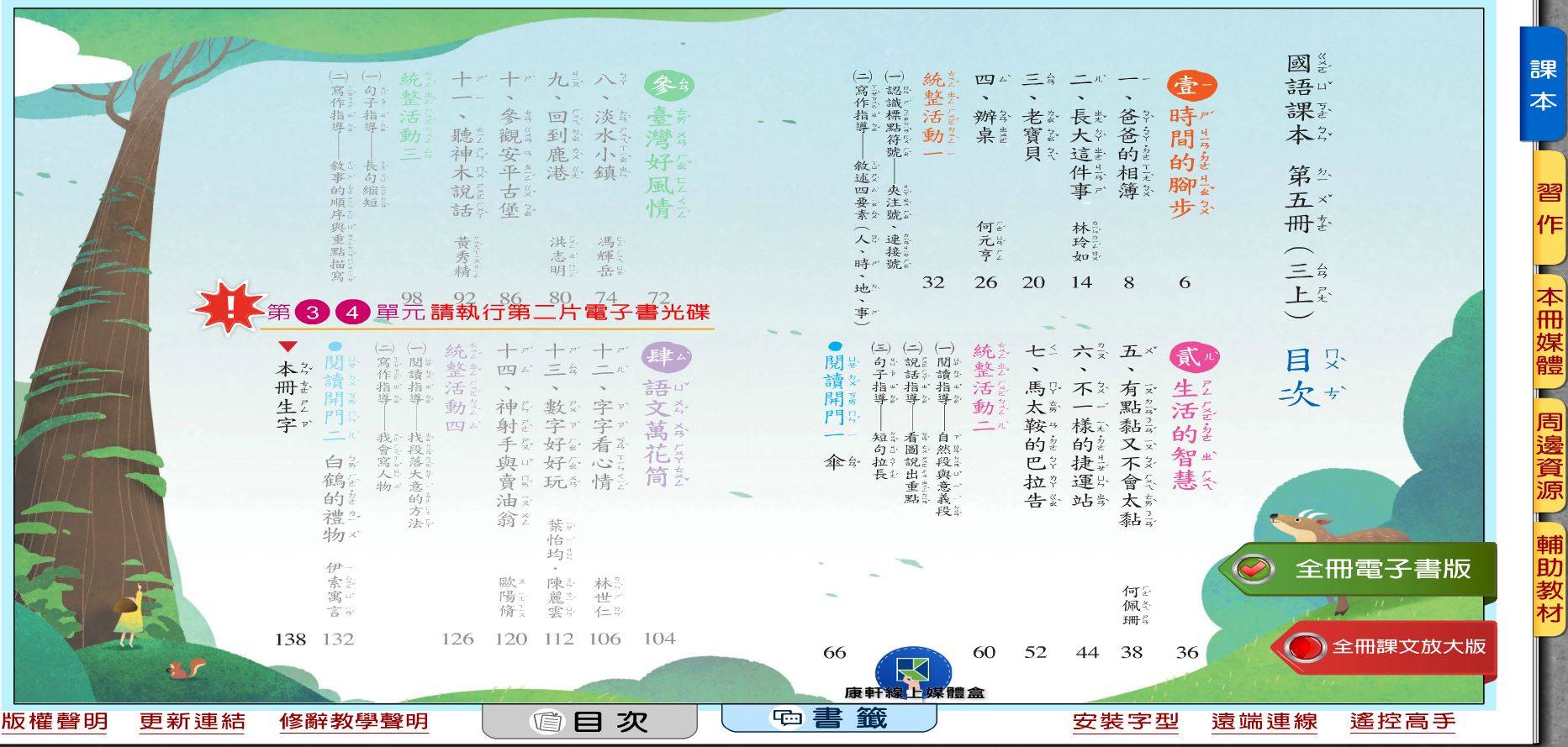 109學年上學期 國小 康軒版 國語電子書 3年級(含課本、習作含解答、教學資源)教學光碟(2片裝)