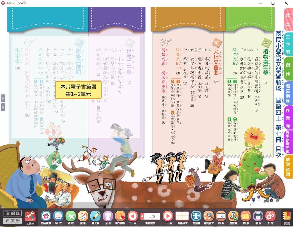 109學年上學期 國小 南一版 國語電子書 4年級(含課本、習作含解答、隨堂練習、作業簿含解答、自學診斷評量)教學光碟(2片裝)
