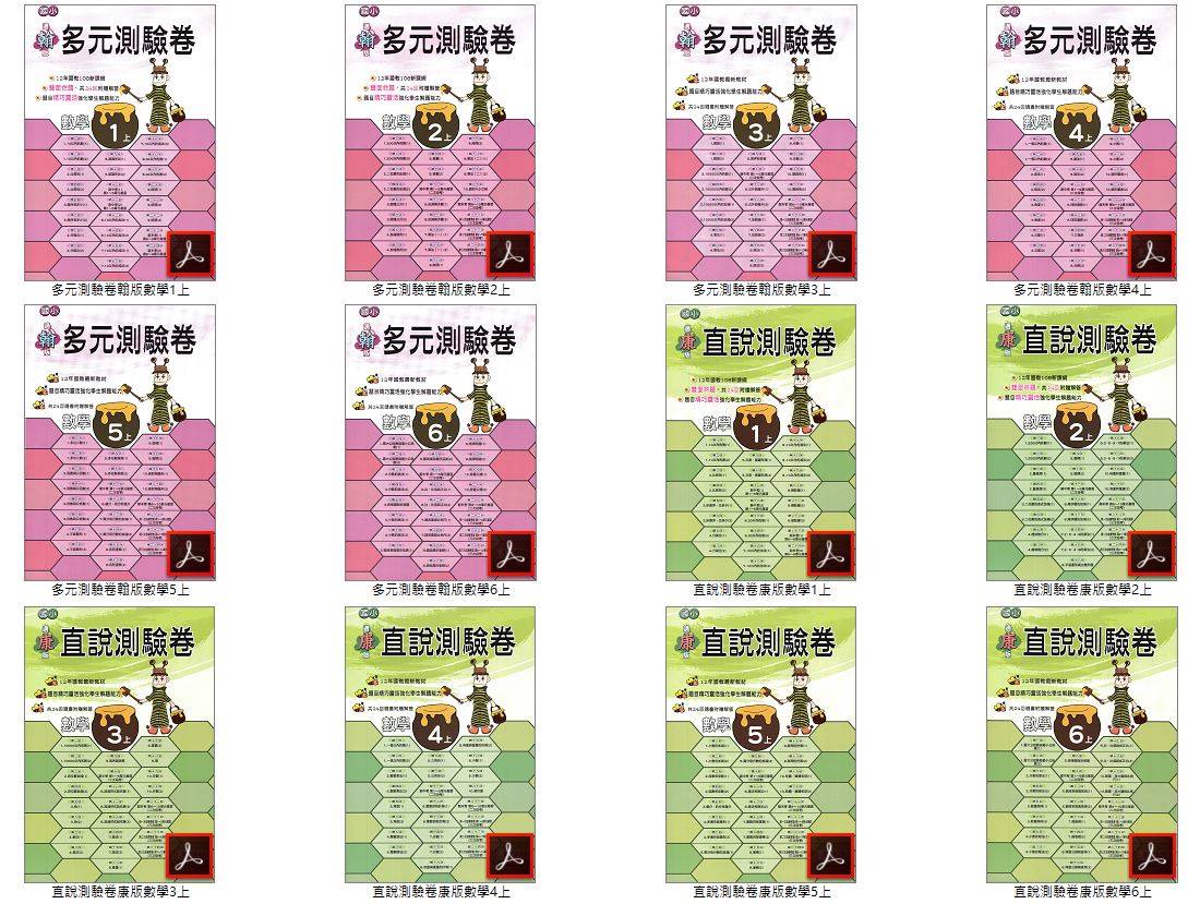 109學年上學期 高升鑫 國小數學測驗卷 1-6年級 南一段層測驗卷+康軒直說測驗卷+翰林多元測驗卷 卷類光碟