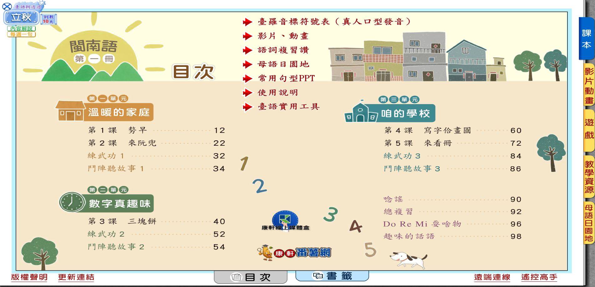109學年上學期 國小 康軒版 閩南語電子書 第1冊(含課本、教學資源)教學光碟