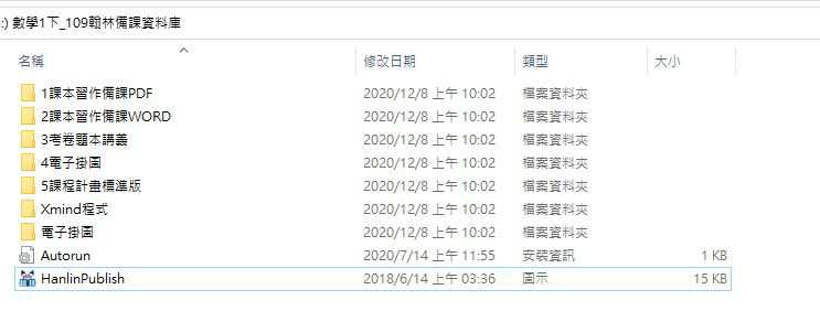 109學年下學期 國中 翰林版 數學備課資料庫 1年級(含課本、卷類資源、備課用書、習作含解答、教學輔助資源)教學光碟
