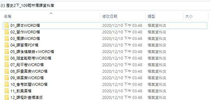 109學年下學期 國中 翰林版 歷史備課資料庫 2年級(含課本、卷類資源、備課用書、習作含解答、教學輔助資源)教學光碟
