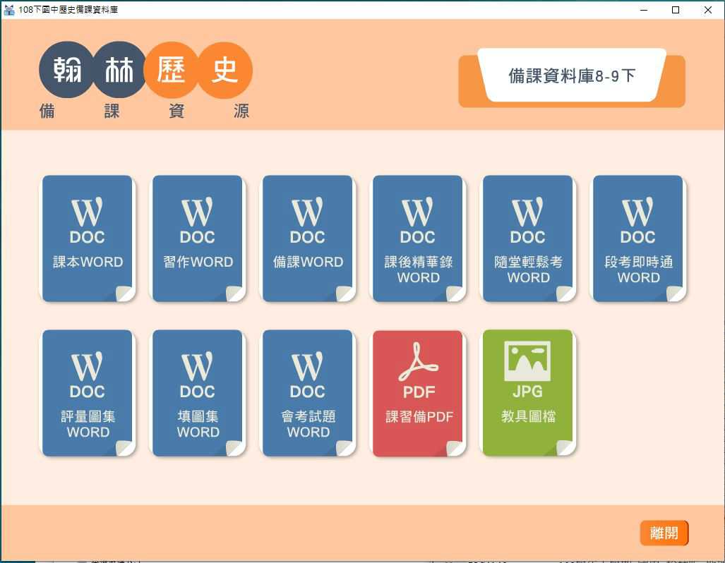 109學年下學期 國中 翰林版 歷史備課資料庫 3年級(含課本、卷類資源、備課用書、習作含解答、教學輔助資源)教學光碟