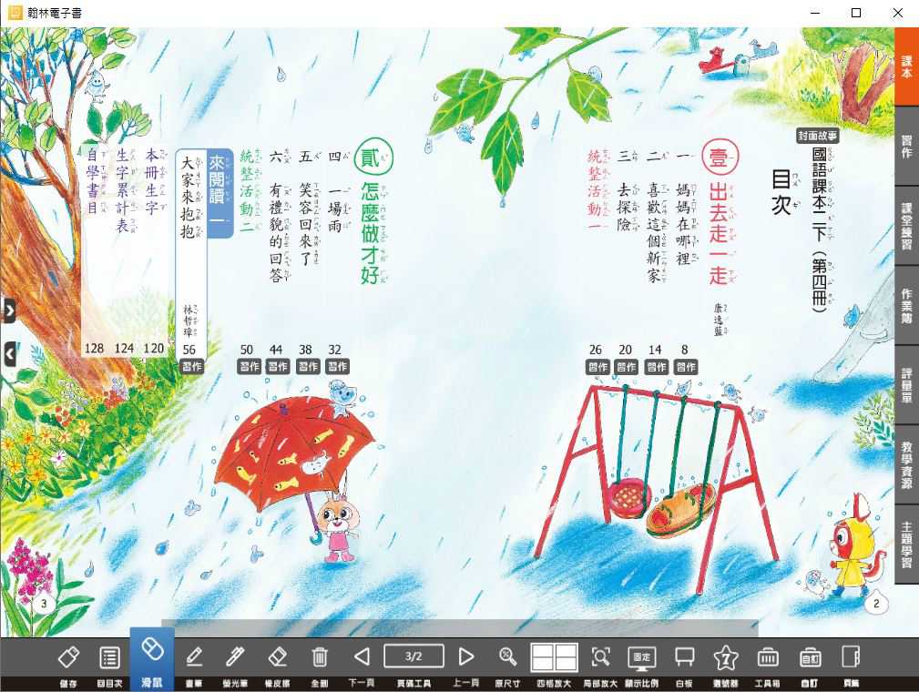 109學年下學期 國小 翰林版 國語電子書 2年級(含課本、習作含解答、課堂練習、國語作卷)教學光碟(2片裝)