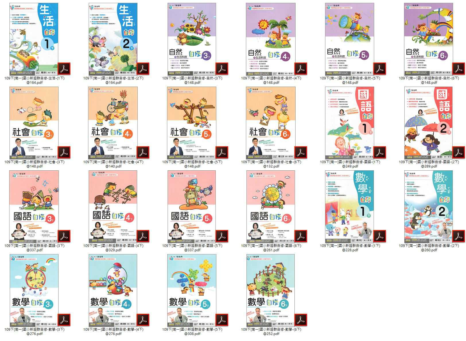 109學年下學期 國小新超群自修 南一版 1-6年級(含習作解答) 全科目 自修光碟