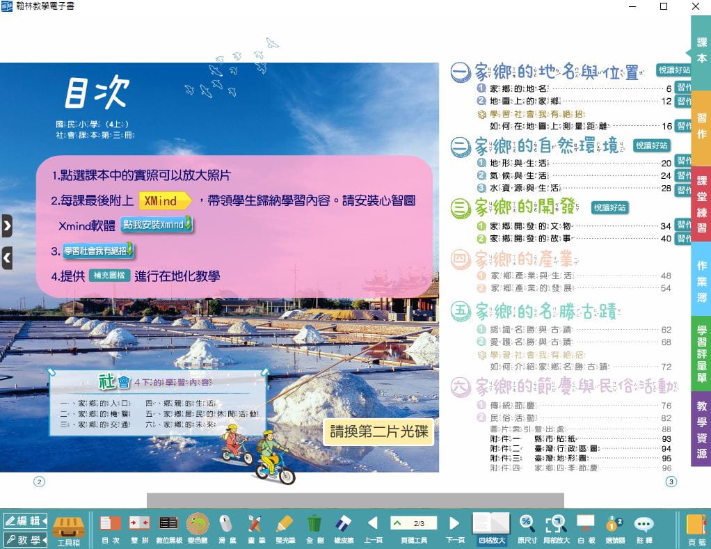 110學年上學期 國小 翰林版 社會電子書 4年級(含課本、習作含解答、課堂練習、作業簿含解答、學習評量單)教學光碟(2片裝)