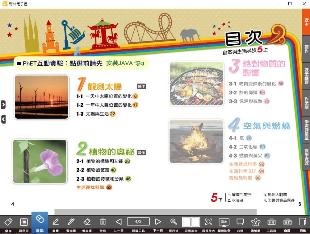 110學年上學期 國小 翰林版 自然與生活科技電子書 5年級(含課本、習作含解答、課堂作卷)教學光碟(2片裝)