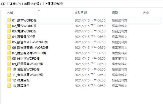 110學年上學期 國中 翰林版 地理備課資料庫 1-3年級(含課本、卷類資源、備課用書、習作含解答、教學輔助資源)教學光碟