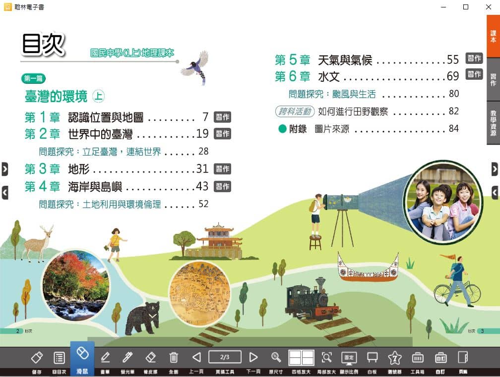110學年上學期 國中 翰林版 地理電子書 1年級(含課本、習作含解答、教學資源)教學光碟
