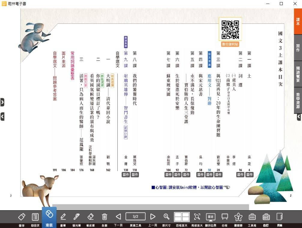 110學年上學期 國中 翰林版 國文電子書 3年級(含課本、習作含解答、教學資源)教學光碟