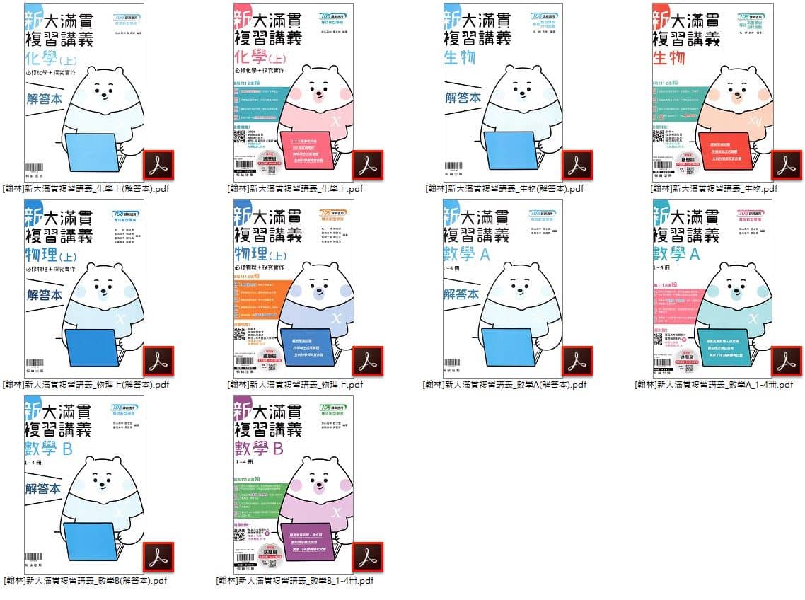 111年高中 [翰林]高中新大滿貫 總複習(數學A、數學B、化學上、物理上、生物) 翰林雲端影音講義講解(含講義) 影音教學光碟