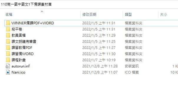 110學年下學期 國中 南一版 國文備課素材庫 1年級(含教具圖檔、課本、卷類資源、備課用書、習作含解答)教學光碟