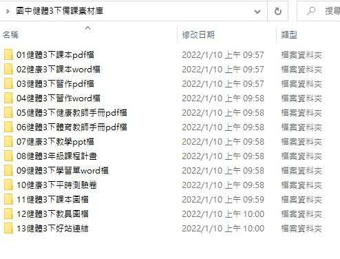 110學年下學期 國中 南一版 健康與體育備課素材庫 3年級(含教具圖檔、課本、卷類資源、備課用書、習作含解答)教學光碟
