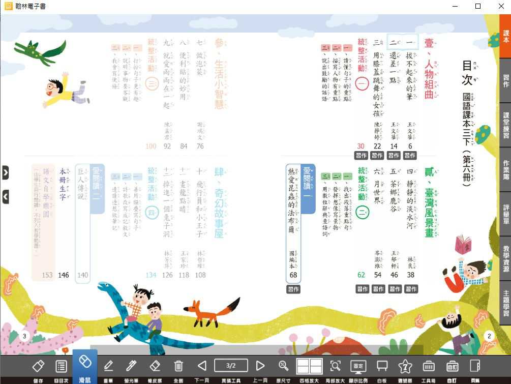 110學年下學期 國小 翰林版 國語電子書 3年級(含課本、習作含解答、課堂練習、國語作卷)教學光碟(2片裝)
