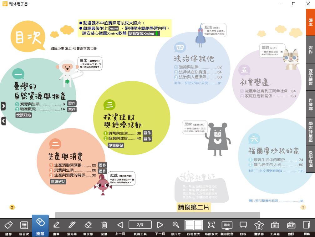 111學年上學期 國小 翰林版 社會電子書 6年級(含課本、習作含解答、課堂練習、作業簿含解答、學習評量單)教學光碟(2片裝)