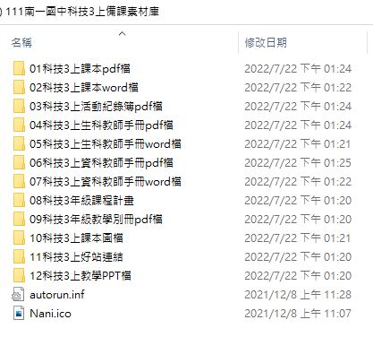 111學年上學期 國中 南一版 科技備課素材庫 3年級(含教具圖檔、課本、教師手冊)教學光碟