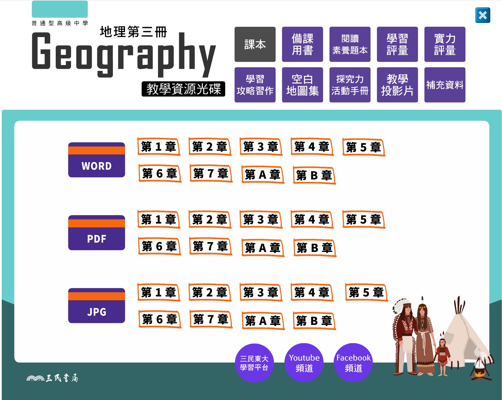 111學年上學期 高中 三民版 地理科 2年級 教學光碟