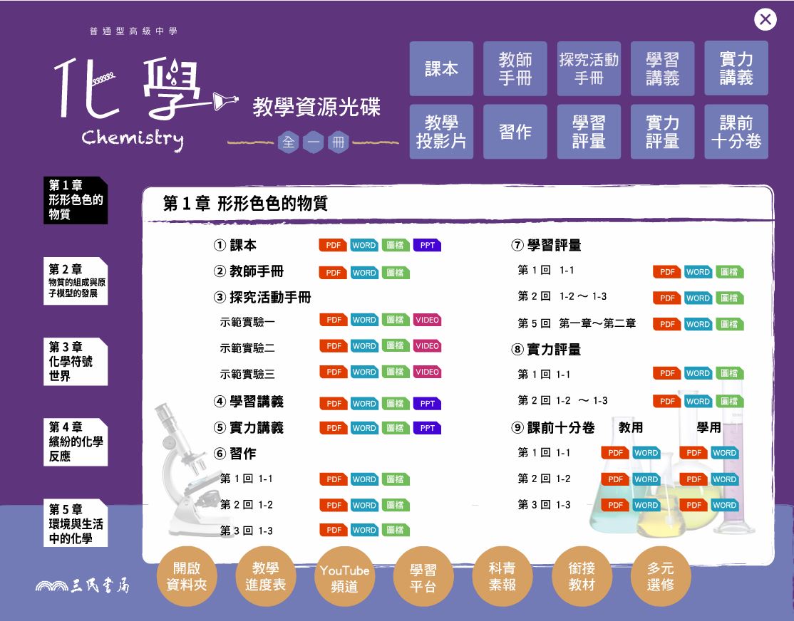 111學年 高中 三民版 化學科(全) 教學光碟