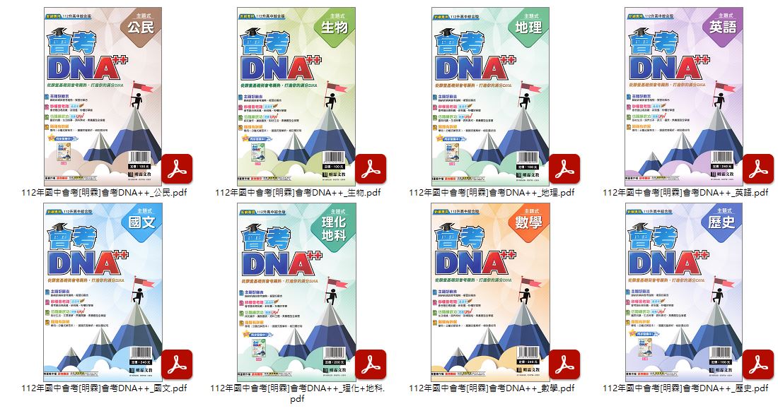112年國中會考 [明霖]會考DNA++ 主題式歷屆試題精選 全科目 卷類光碟