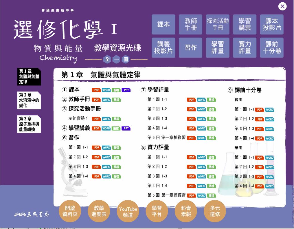 111學年 高中 三民版 選修化學(I) 教學光碟