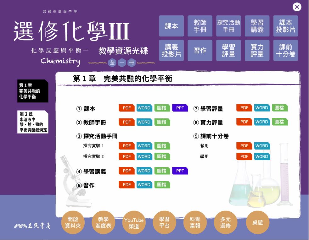 111學年 高中 三民版 選修化學(III) 教學光碟