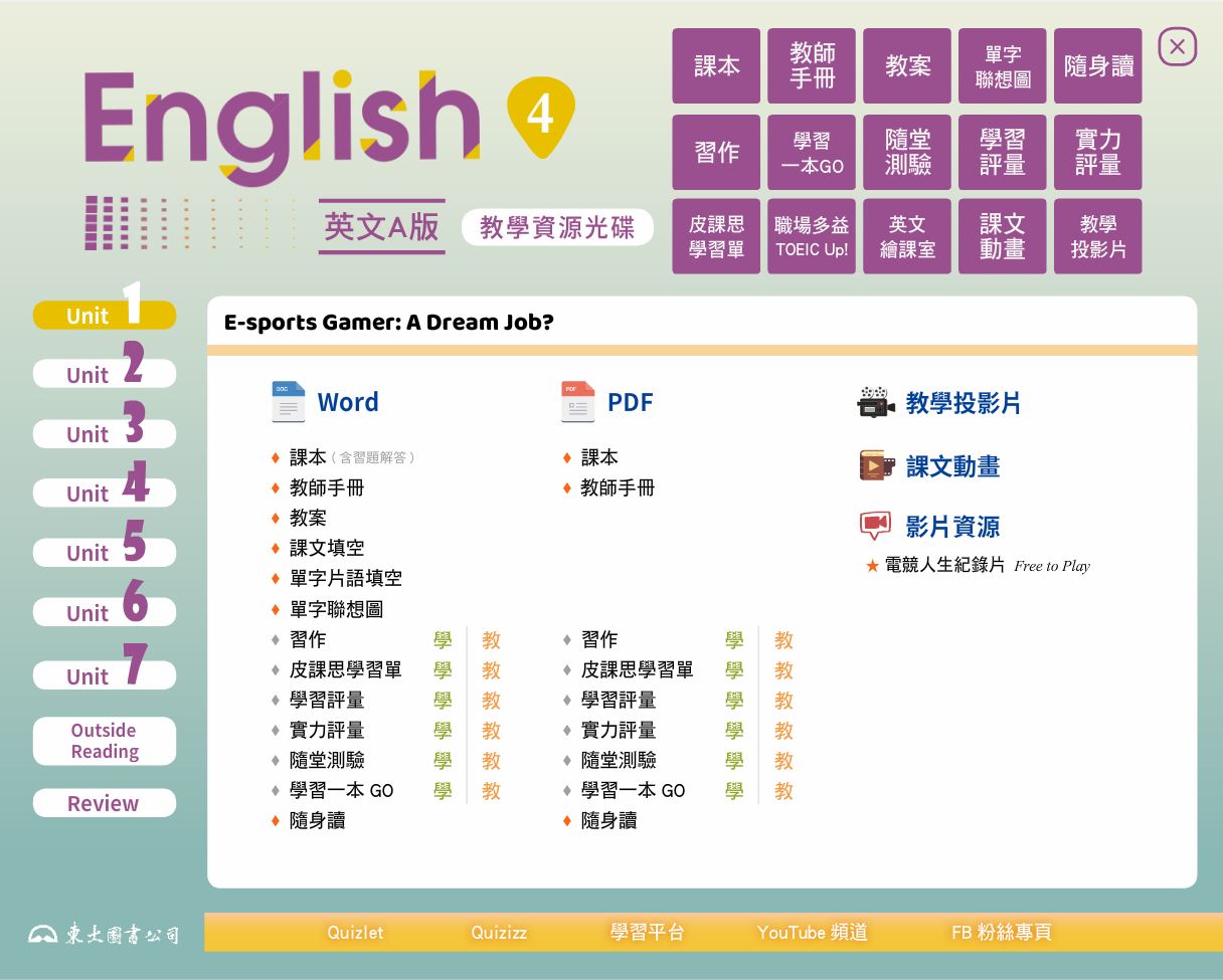 111學年下學期 技術高中 三民東大版 英文科 4(A) 教學光碟