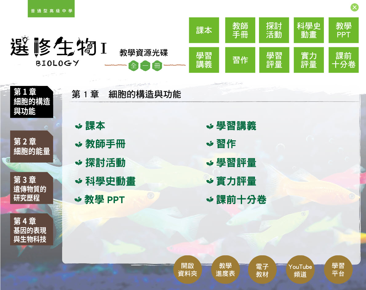 112學年 高中 三民版 選修生物(I) 教學光碟