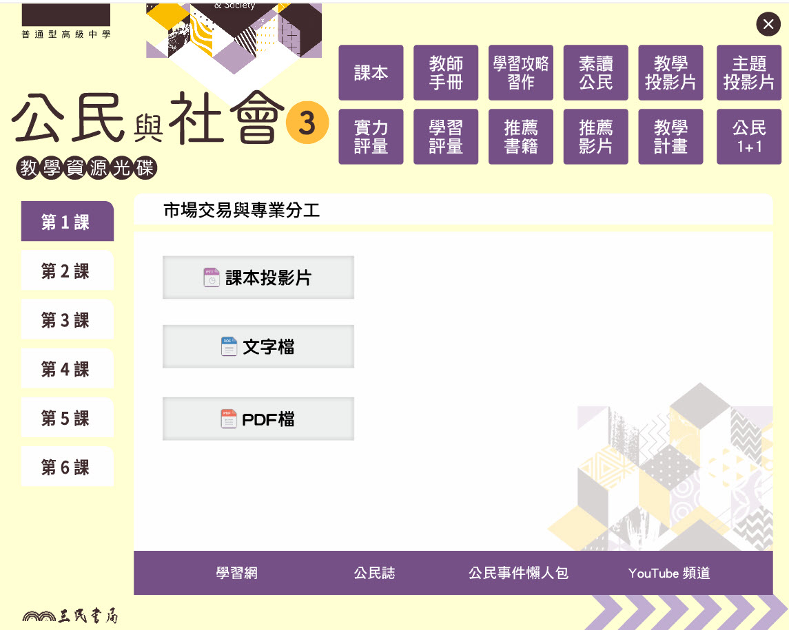 112學年上學期 高中 三民版 公民科 2年級 教學光碟