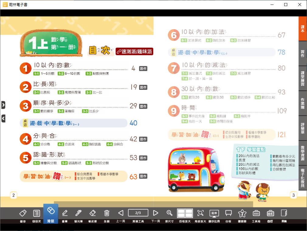 112學年上學期 國小 翰林版 數學電子書 1年級(含課本、習作含解答、課堂練習、數學作卷)教學光碟(2片裝)