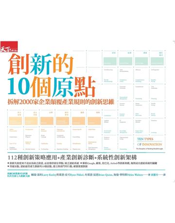 創新的10個原點:拆解2000家企業顛覆產業規則的創新思維 出版公司:天下雜誌 作者:賴瑞‧基利(Larry Keeley)、萊恩‧皮可(Ryan Pikkel)、布萊恩‧昆恩(Brian Quinn)、海倫‧華特斯(Helen Walters) 類型:商業-職場成功法 PDF電子書 繁體中文版